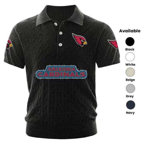Arizona Cardinals Polo Shirt Men Knitted Top Texture, Short Sleeve