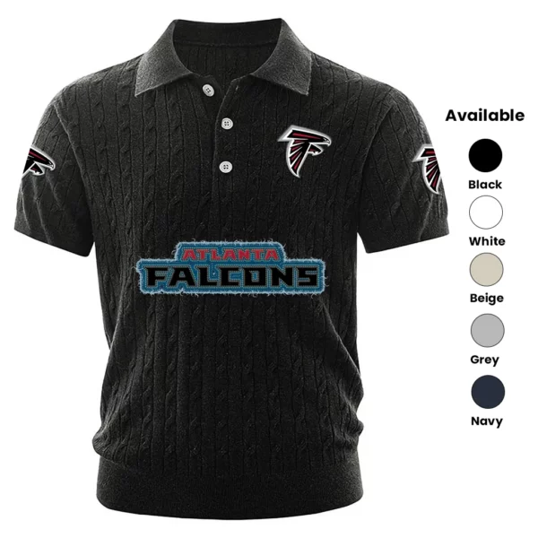 Atlanta Falcons Polo Shirt Men Knitted Top Texture, Short Sleeve