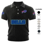 Buffalo Bills Polo Shirt Men Knitted Top Texture, Short Sleeve