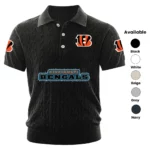 Cincinnati Bengals Polo Shirt Men Knitted Top Texture, Short Sleeve