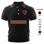Chicago Bears Polo Shirt Men Knitted Top Texture, Short Sleeve