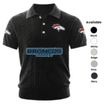 Denver Broncos Polo Shirt Men Knitted Top Texture, Short Sleeve