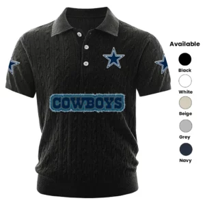 Dallas Cowboys Polo Shirt Men Knitted Top Texture, Short Sleeve