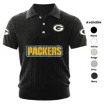 Green Bay Packers Polo Shirt Men Knitted Top Texture, Short Sleeve