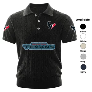 Houston Texans Polo Shirt Men Knitted Top Texture, Short Sleeve