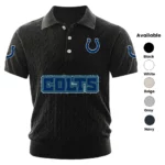 Indianapolis Colts Polo Shirt Men Knitted Top Texture, Short Sleeve