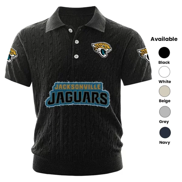 Jacksonville Jaguars Polo Shirt Men Knitted Top Texture, Short Sleeve