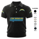Los Angeles Chargers Polo Shirt Men Knitted Top Texture, Short Sleeve