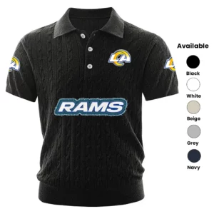 Los Angeles Rams Polo Shirt Men Knitted Top Texture, Short Sleeve