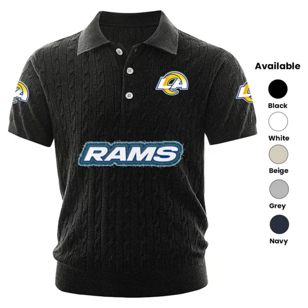 Los Angeles Rams Polo Shirt Men Knitted Top Texture, Short Sleeve