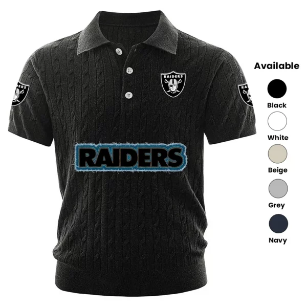 Las Vegas Raiders Polo Shirt Men Knitted Top Texture, Short Sleeve