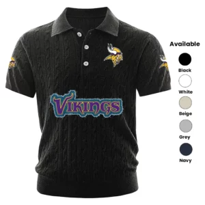 Minnesota Vikings Polo Shirt Men Knitted Top Texture, Short Sleeve