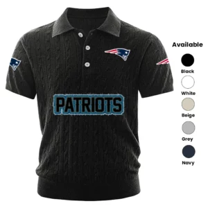 New England Patriots Polo Shirt Men Knitted Top Texture, Short Sleeve