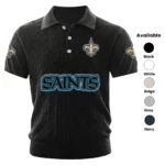 New Orleans Saints Polo Shirt Men Knitted Top Texture, Short Sleeve