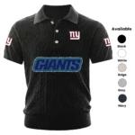 New York Giants Polo Shirt Men Knitted Top Texture, Short Sleeve
