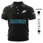 Philadelphia Eagles Polo Shirt Men Knitted Top Texture, Short Sleeve