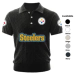 Pittsburgh Steelers Polo Shirt Men Knitted Top Texture, Short Sleeve