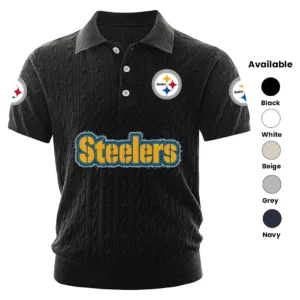 Pittsburgh Steelers Polo Shirt Men Knitted Top Texture, Short Sleeve