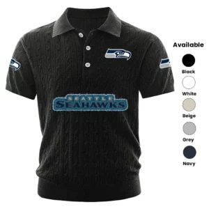 Seattle Seahawks Polo Shirt Men Knitted Top Texture, Short Sleeve