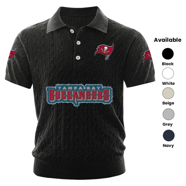 Tampa Bay Buccaneers Polo Shirt Men Knitted Top Texture, Short Sleeve