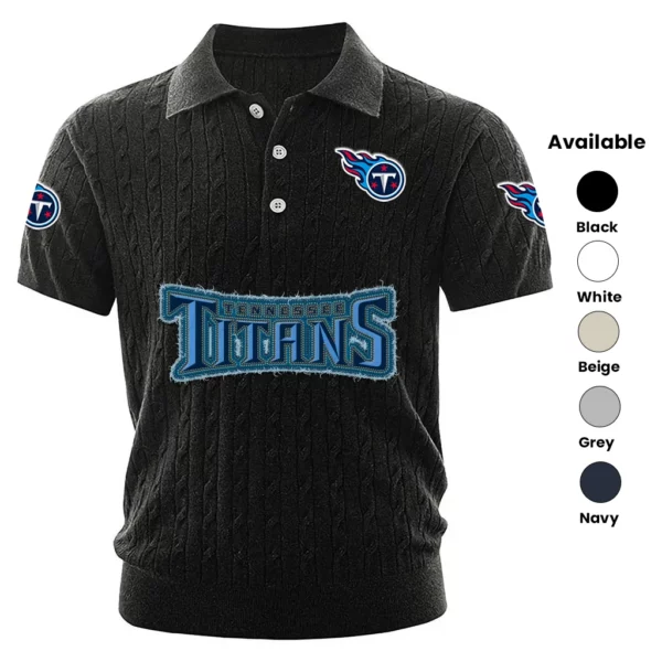 Tennessee Titans Polo Shirt Men Knitted Top Texture, Short Sleeve