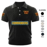 Washington Commanders Polo Shirt Men Knitted Top Texture, Short Sleeve
