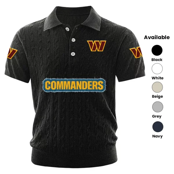 Washington Commanders Polo Shirt Men Knitted Top Texture, Short Sleeve