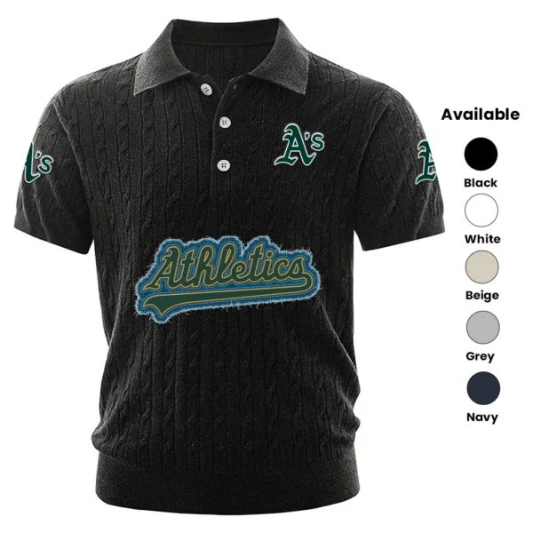 Athletics Polo Shirt Men Knitted Top Texture, Short Sleeve