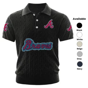 Atlanta Braves Polo Shirt Men Knitted Top Texture, Short Sleeve