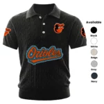 Baltimore Orioles Polo Shirt Men Knitted Top Texture, Short Sleeve