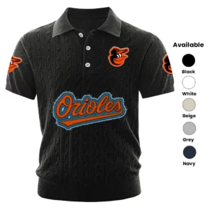 Baltimore Orioles Polo Shirt Men Knitted Top Texture, Short Sleeve