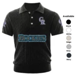 Colorado Rockies Polo Shirt Men Knitted Top Texture, Short Sleeve