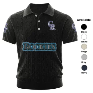 Colorado Rockies Polo Shirt Men Knitted Top Texture, Short Sleeve