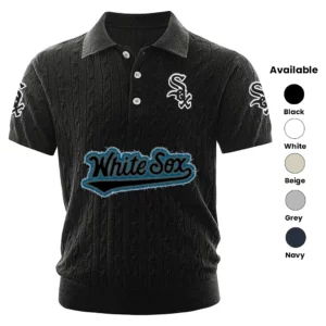 Chicago White Sox Polo Shirt Men Knitted Top Texture, Short Sleeve
