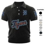 Detroit Tigers Polo Shirt Men Knitted Top Texture, Short Sleeve