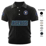 Houston Astros Polo Shirt Men Knitted Top Texture, Short Sleeve