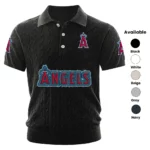 Los Angeles Angels Polo Shirt Men Knitted Top Texture, Short Sleeve