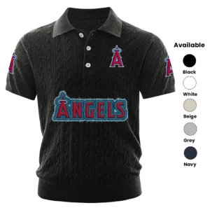 Los Angeles Angels Polo Shirt Men Knitted Top Texture, Short Sleeve