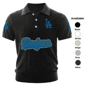 Los Angeles Dodgers Polo Shirt Men Knitted Top Texture, Short Sleeve