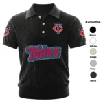 Minnesota Twins Polo Shirt Men Knitted Top Texture, Short Sleeve