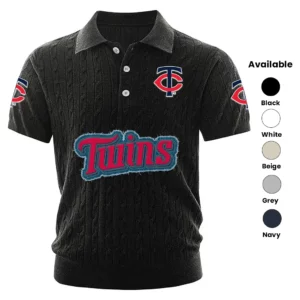 Minnesota Twins Polo Shirt Men Knitted Top Texture, Short Sleeve