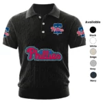 Philadelphia Phillies Polo Shirt Men Knitted Top Texture, Short Sleeve