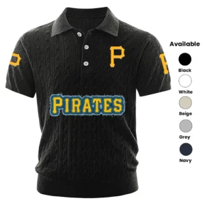 Pittsburgh Pirates Polo Shirt Men Knitted Top Texture, Short Sleeve
