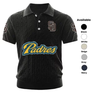 San Diego Padres Polo Shirt Men Knitted Top Texture, Short Sleeve