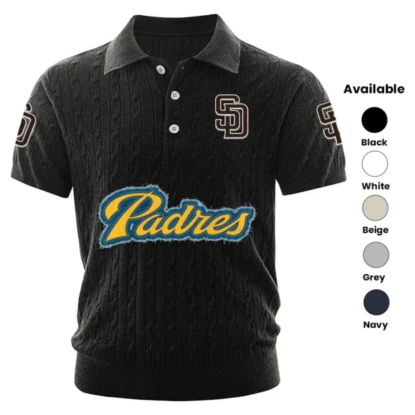 San Diego Padres Polo Shirt Men Knitted Top Texture, Short Sleeve
