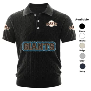 San Francisco Giants Polo Shirt Men Knitted Top Texture, Short Sleeve