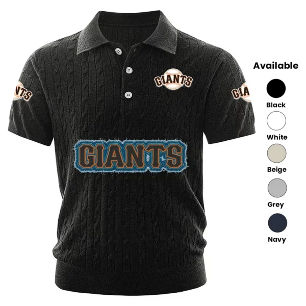San Francisco Giants Polo Shirt Men Knitted Top Texture, Short Sleeve