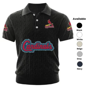 St. Louis Cardinals Polo Shirt Men Knitted Top Texture, Short Sleeve