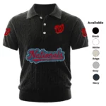 Washington Nationals Polo Shirt Men Knitted Top Texture, Short Sleeve