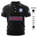 Philadelphia 76ers Polo Shirt Men Knitted Top Texture, Short Sleeve